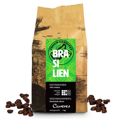 Produktbild von Caveres Brasilien Santos Kaffeebohnen 250g – 100% Arabica  aus Handwerksröstung