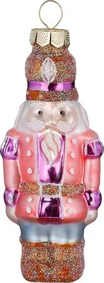 Produktbild von Christbaumschmuck Nussknacker Glas 8cm Rosa Lila Braun