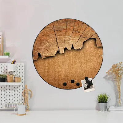 Produktbild von Design Stahlmagnettafel Schwarz Rund 47cm Holz