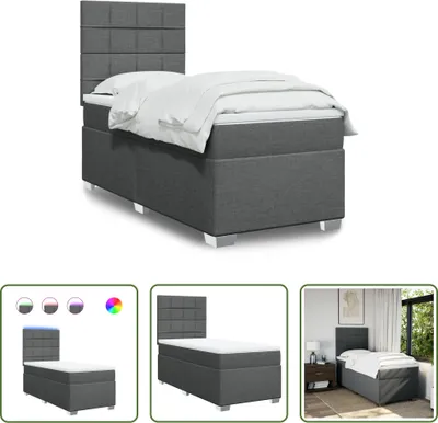 Produktbild von The Living Store Boxspringbett mit Matratze Dunkelgrau 90x200 cm Stoff