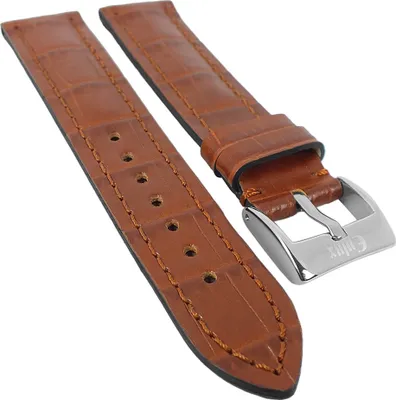 Produktbild von EULUX Kroko Print Uhrenarmband | Kalbsleder, seidenglänzend 29980, Farbe:braun, Stegbreite:22mm