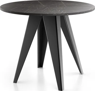 Produktbild von Esstisch Glory im Industriestil - Moderner, Runder Tisch in Schwarzer Marmoroptik - Ausziehbar von 90 cm bis 130 cm, mit Pulverbeschichteten Metallbeinen, Tisch für Kleine Küche - Marmor Schwarz