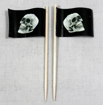 Produktbild von Party-Picker Flagge Halloween Totenkopf Papierfähnchen in Spitzenqualität 25 Stück Beutel