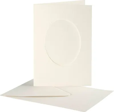 Image de Cartes Passepartout, 10.5x15 cm, blanc cassé, ovales, 10 pièces