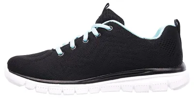 Produktbild von Skechers Damen Graceful Get Connected Sneakers, Black Mesh Turquoise Trim, 39.5