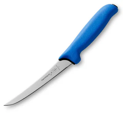 Ausbeinmesser, 15 cm Klinge, gebogen, Stahl, blau