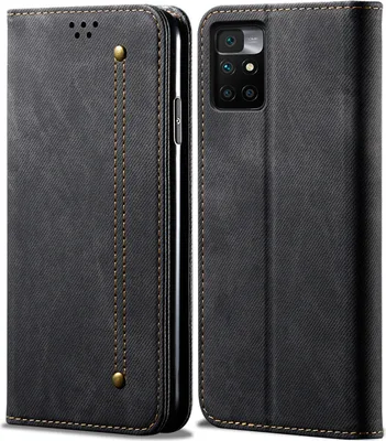 Image de Etui Redmi 10, Etui portefeuille en cuir avec fermeture magnétique et support pour Xiaomi Redmi 10 noir