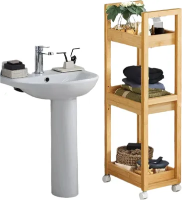Produktbild von Badezimmerregal, Nischenregal, Bambus-Organizer – platzsparend – 20 x 30 x 80 cm
