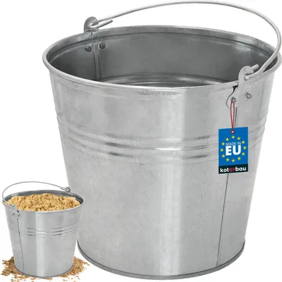 Zdjęcie produktu dla KOTARBAU® Wiadro Metalowe 12 L  Wiaderko Gospodarcze Przemysłowe Budowlane Stalowe Ocynkowane