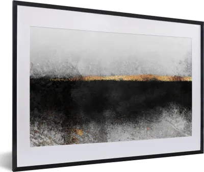 Produktbild von MuchoWow® Gerahmtes Poster Gold - Abstrakt - Luxus 60x40 cm - Poster mit Schwarzem Bilderrahmen Wandposter Rahmen Foto Bilder - Schlafzimmer - Plakat in Rahmen - Drucken