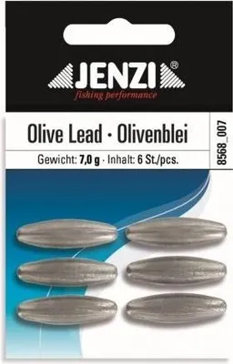 Produktbild von Jenzi Olivenblei 7g 6 Stück Inlinelead, Durchlaufblei, Absenkblei