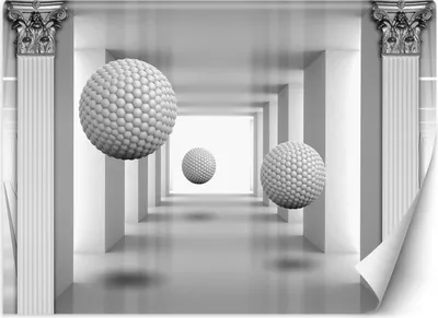 Obrázek produktu pro Nástěnná malba XXL 3d koule v tunelu tapeta na stěnu 368x254 cm barva Šedá téma 3D & geometrické