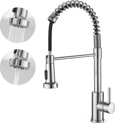 Obrázek produktu pro Kuchyňská baterie, výsuvná sprška, páková, chrom 1 výtok