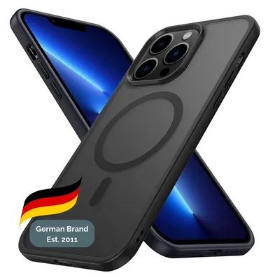 Zdjęcie produktu dla Etui Cadorabo do Apple iPhone 15 PRO MAX w kolorze CZARNYM kompatybilne z MagSafe - hybrydowe etui ochronne z silikonową krawędzią TPU i wytrzymałym tyłem
