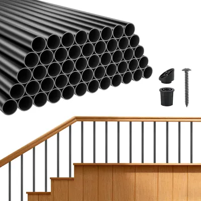 Produktbild von VEVOR 125er-Pack Geländerstäbe, φ19 x 660 mm Treppensprossen aus Aluminiumlegierung, Hohle, Runde Treppenstäbe, Baluster, Geländerstange, für Terrassen, Veranden & Treppengeländer, Schwarz