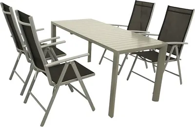 Produktbild von Gartenset Garten-Garnitur 5-teilig, Aluminium, Textillehne schwarz