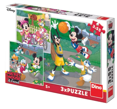 Zdjęcie produktu dla DINO Puzzle Myszka Miki i przyjaciele 3x55 elementów