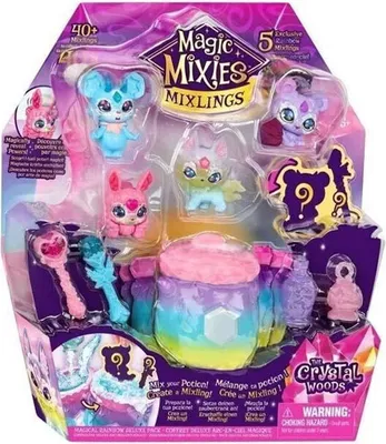 A toy playset featuring multiple small creature figures and a cauldron, presented in its retail packaging.