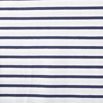 Produktbild von Jerseystoff Meterware Baumwolljersey Streifen weiß marineblau 1,45m
