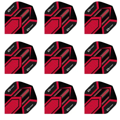 Produktbild von Datadart | HEX | Dart Flights | Standard | 100 Mikron | Rot | 3 Sets = 9 Stück