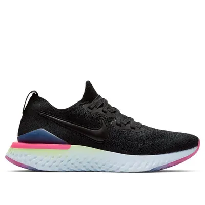 Produktbild von Nike Epic React Flyknit 2, Laufen, Weiblich, Erwachsener, Schwarz, Weiß, Einfarbig, Schnürverschluss