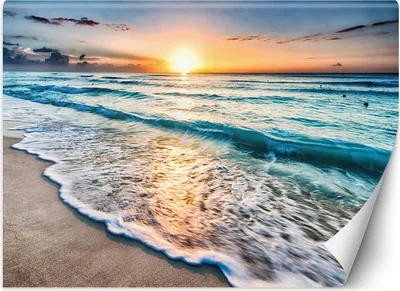 Produktbild von Vlies fototapete Meereswellen bei Sonnenuntergang 400x280 cm Feeby Blau inkl. Kleber einfache Montage
