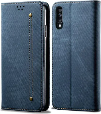 Image de Galaxy A70 Case, étui portefeuille en cuir avec fermeture magnétique et fonction stand pour Samsung Galaxy A70 / A70S bleu