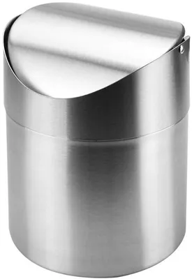 Image de Mini poubelles de 12 x 12,3 x 16 cm - Mini poubelles - En acier inoxydable - Fermeture à clapet - Gain de place - Anti-odeurs - Conteneur à déchets