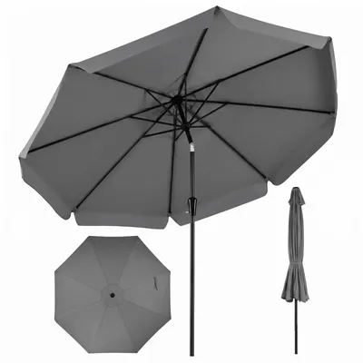 Immagine prodotto di Ombrellone COSTWAY da 300 cm, ombrellone da giardino con balza e manovella, ombrellone da balcone inclinabile di 30° su entrambi i lati, ombrellone da terrazza con protezione UV, modello da mercato, colore antracite