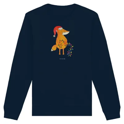 Produktbild von Mr. & Mrs. Panda Bio Baumwoll Pullover Fuchs Weihnachten Größe XL - French Navy - Geschenk, Sweater, Nikolaus, Winter, Pulli, Sweatshirt, Weihnachtsmann, Heiligabend