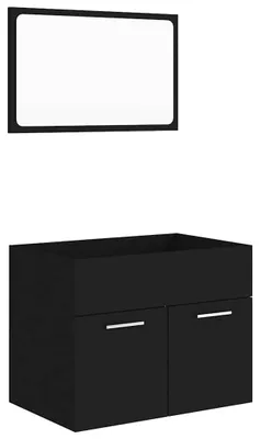 Produktbild von vidaXL 2-tlg. Badmöbel-Set Schwarz Holzwerkstoff