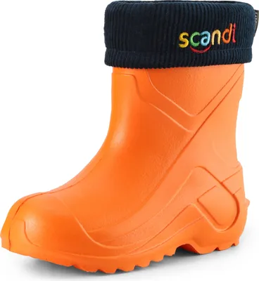Produktbild von Ladeheid Kinder Mädchen Jungen federleichte Eva Thermo Gummistiefel gefüttert LA-763 (Orange151c/Marineblau, 29 EU)