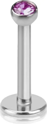 Produktbild von viva-adorno 1,2x6x2mm Lippen Piercing Stecker Tragus Labretstecker Zirkonia Edelstahl Innengewinde in verschiedenen Farben Z188, violett
