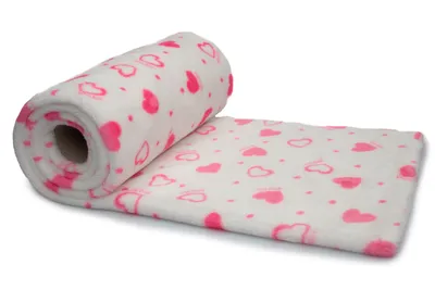 Zdjęcie produktu dla Plusz Minky z nadrukiem różowych serc po obu stronach, 50 x 160 cm
