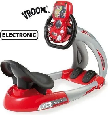 Immagine prodotto di Simulatore di guida Smoby Pilot V8, volante elettronico, 15 suoni, rosso e nero