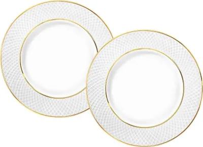 Produktbild von Wilmax Flacher Brotteller mit Goldlinien, 15 cm, 2er Set, WL-880102100/A2