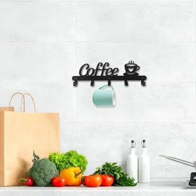 Obrázek produktu pro Držák na hrnky Famanu Mug Organizer, montáž na zeď – organizér s 5 háčky pro uspořádání kuchyně