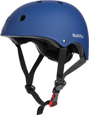 Productafbeelding van Suotu skatehelm – lichtgewicht kinderhelm voor kinderen van 3 tot 8 jaar | verstelbare blauwe kinderhelm voor skateboarden, fietsen en steprijden | maat S