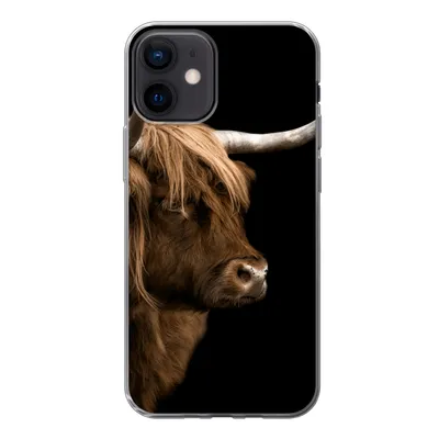 Produktbild von MuchoWow® Handyhülle Schutzhülle Hülle für iPhone 12 Schottischer Highlander - Kuh - Schwarz Silikon Softcase Handy Hülle - Schutzhülle