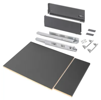 Productafbeelding van Emuca: Vertex ladefront, hoogte 178 mm, inclusief zijpanelen, breedte 450 mm, antracietgrijs
