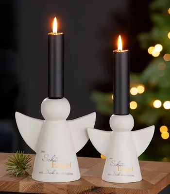 Imagen del producto de Soportes para velas de porcelana, diseño de ángel "Ángel de la guarda", paquete de 3 unidades