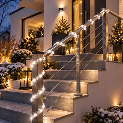 LED Lichterschlauch Innen und Außen Warmweiß 9 Meter 216 LED's