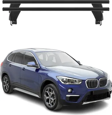 Image de Barres de toit Menabo pour BMW X1 F48 2019-2022 FL 50 kg Aluminium Noir 2 pièces