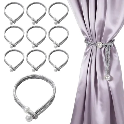 Produktbild von 10-teiliges Set Gardinenhalter aus Baumwollkordel, verstellbar, für Zuhause, Büro und Fensterdekoration