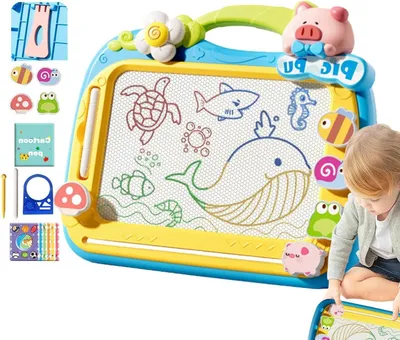 Obrázok produktu pre Magnetická tabuľa – tabuľa na kreslenie – škicár – pre deti, na učenie kreslenia – s 4 pečiatkami