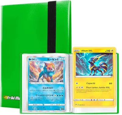 Produktbild von XXL Jumbo Sammelalbum für Tradingkarten - Fassungsvermögen für 6 echte GX Promokarten, VMAX, V oder EX, 3 Seiten für Jumbokarten, Album mit Hüllen Größe 21x14,5cm (Grün)