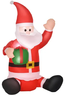 Produktbild von HOMCOM Selbstaufblasbarer Weihnachtsmann Weihnachtsdekoration LED mit Geschenk