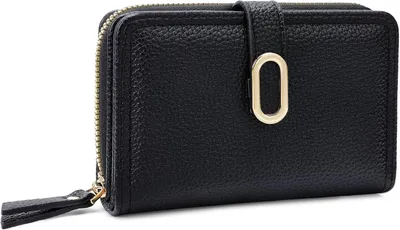 Produktbild von Geldbörse Damen, Klein Portemonnaie Geldbeutel RFID-Schutz aus Weichem Leder, Brieftasche mit Münzfach, Druckknopf Reißverschluss und Viele Fächer
