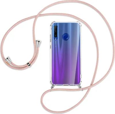 Produktbild von Handykette Backcover-Schutzhülle mit Band (Metall silberfarben) für Honor 20 Lite / 20e - roségold