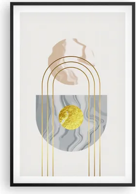 Produktbild von Gerahmtes Poster - Schwarzer Rahmen - Modern Gold abstrakt - 61x91,5 cm - Wand Bild - Wanddeko - Wandbilder - Kunstposter - Wandposter - Bilderrahmen - Bilder - Kunstdruck - P2BPA61x91-4574